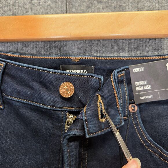 Express Jeans Womens 10R Dark Wash Curvy Skinny High Rise Supersoft Stretch - Picture 4 of 12